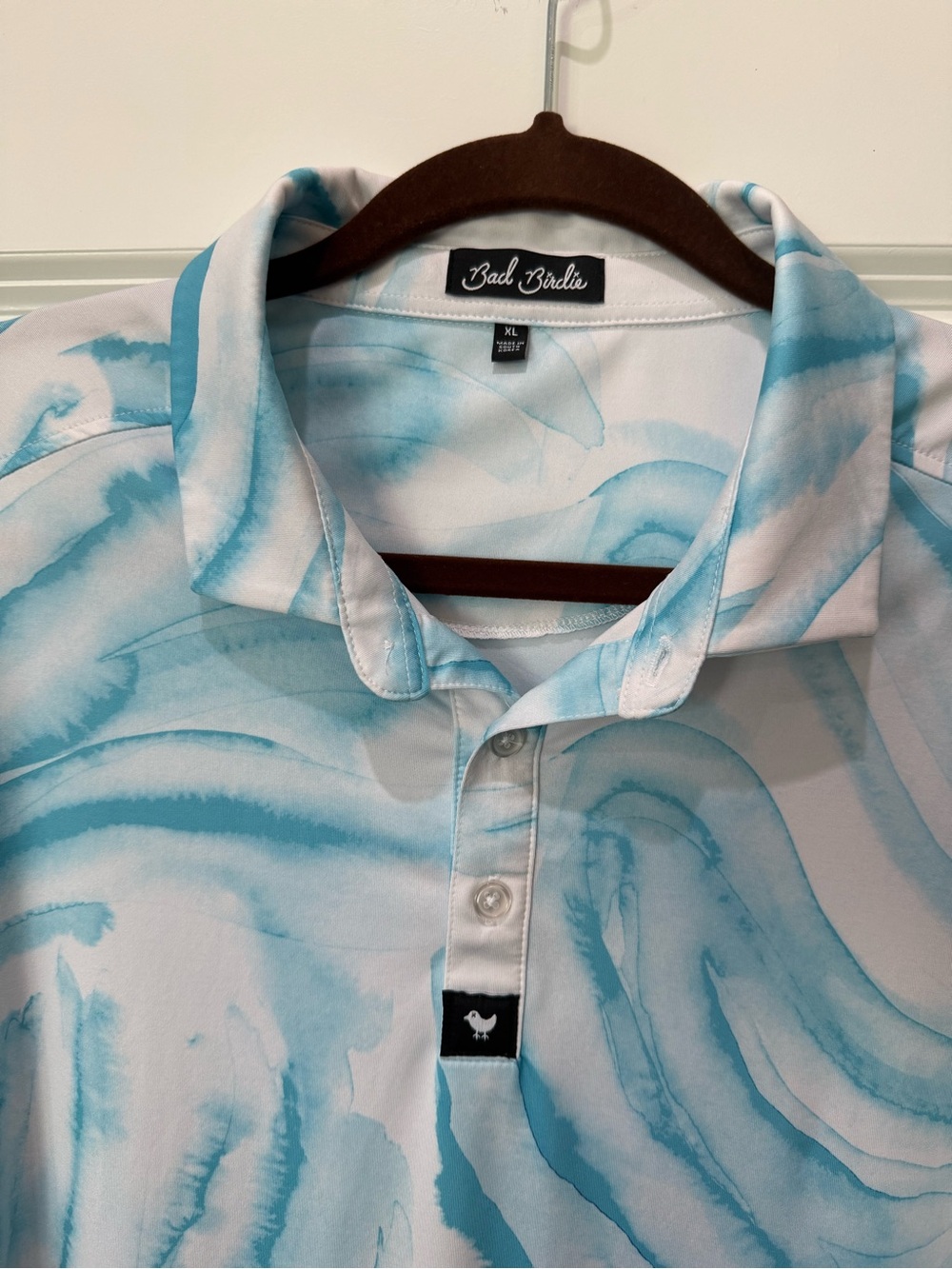Bad Birdie Aqua Wave-Print Polo